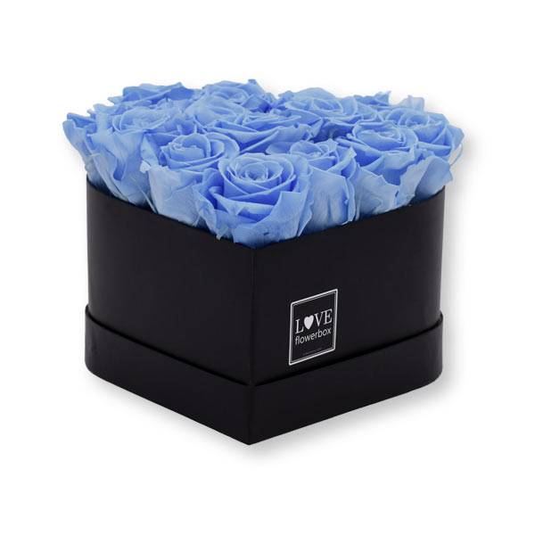 Flowerbox Herz | Medium | Rosen BabyBlue (Hellblau)