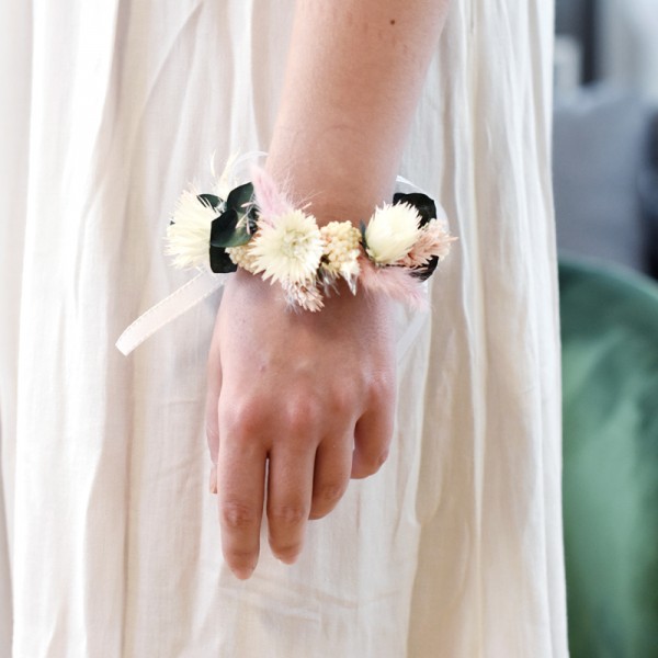 Trockenblumen Armband | Pastellliebe | creme-rosa-gruen-natur