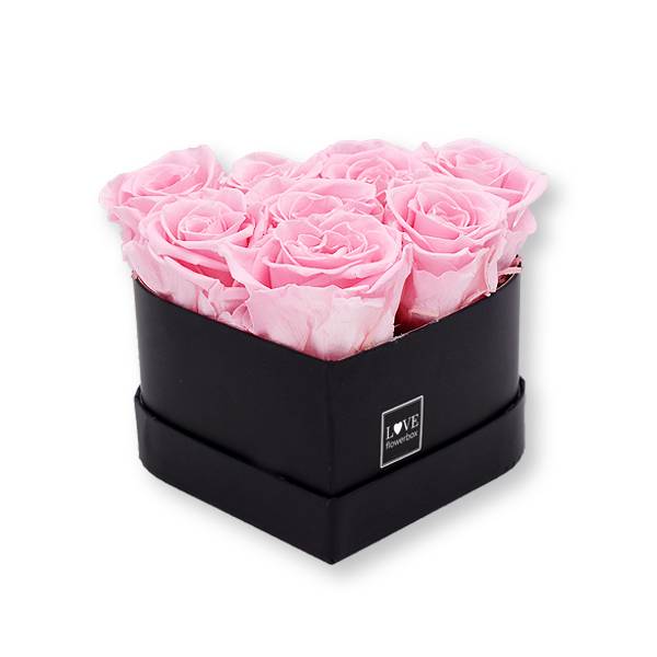 Rosenbox Herz Infinity Rosen rosa | Flowerbox Herzbox | S black