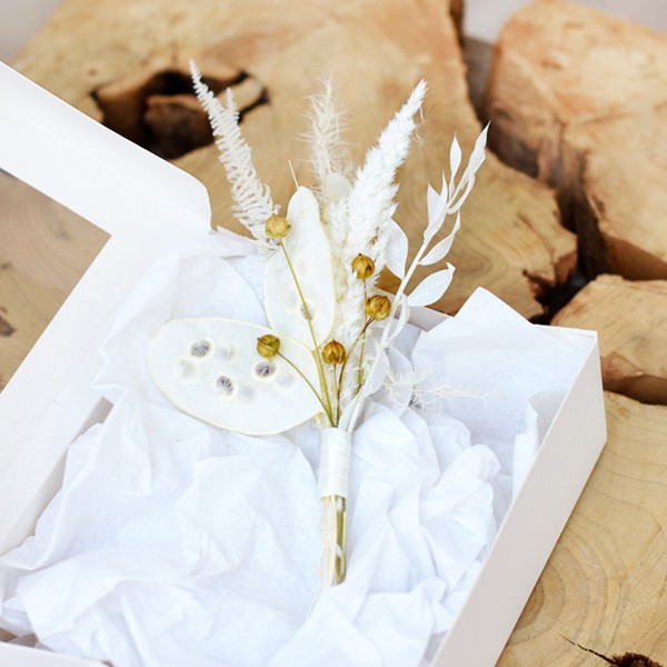 Trockenblumen Anstecker | Boho Traum | weiss-creme-natur