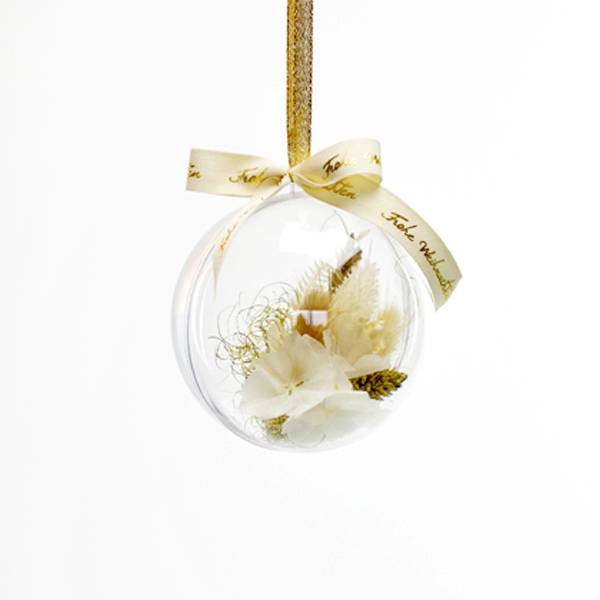 Trockenblumen | Blütenkugel Acryl | Goldene Eleganz | weiss-gold | Weihnachten, Geschenkidee
