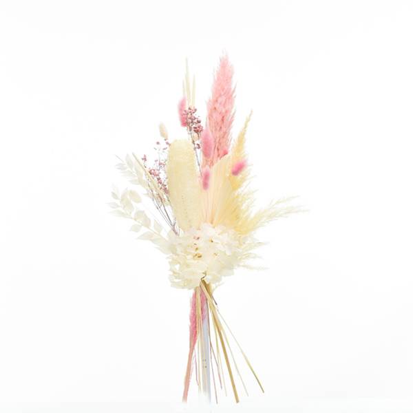 Trockenblumenstrauß Zartliebe M | Trockenblumen weiss-ivory-natur-rosa | Pampas, Luffa, Lagurus