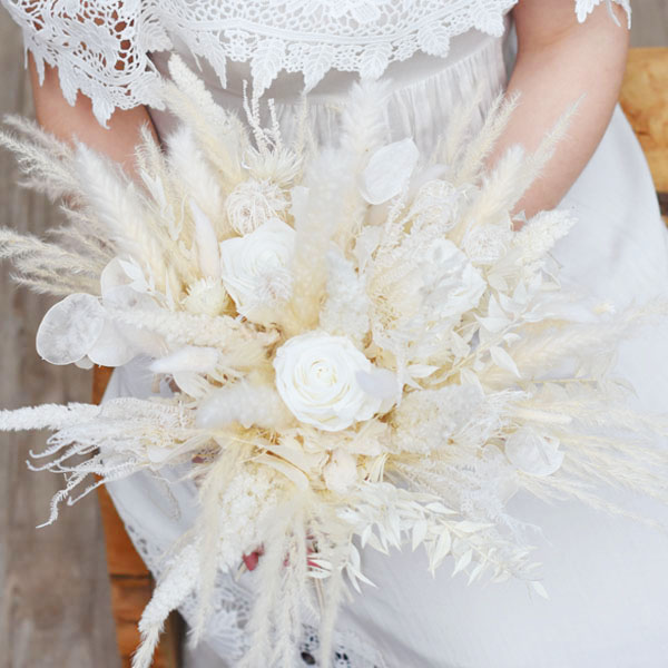 Trockenblumen Brautstrauß | Trockenblumenstrauß Hochzeit | weiss