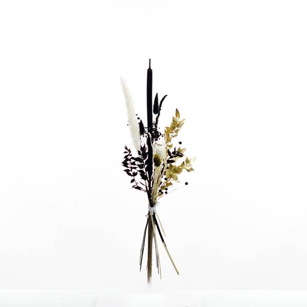 Trockenblumenstrauß Schwarze Eleganz S | Trockenblumen weiss-schwarz-gold