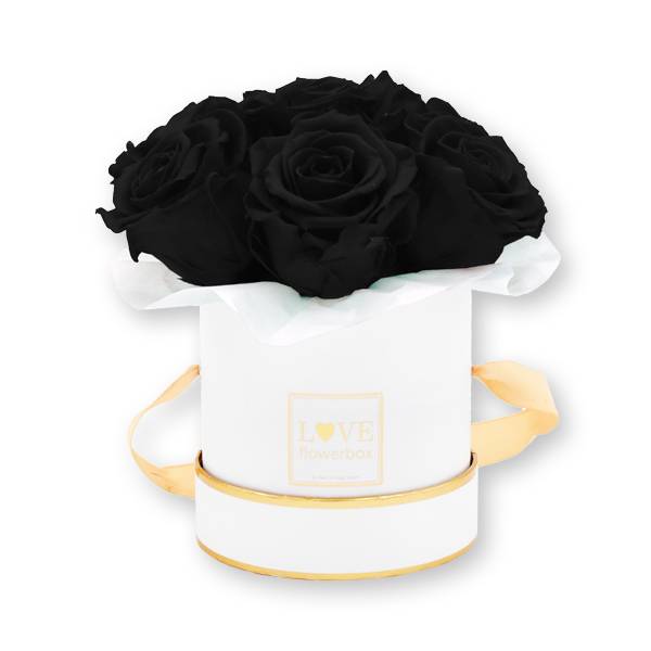 Flowerbox Bouquet gold | Small | Rosen Black (Schwarz)