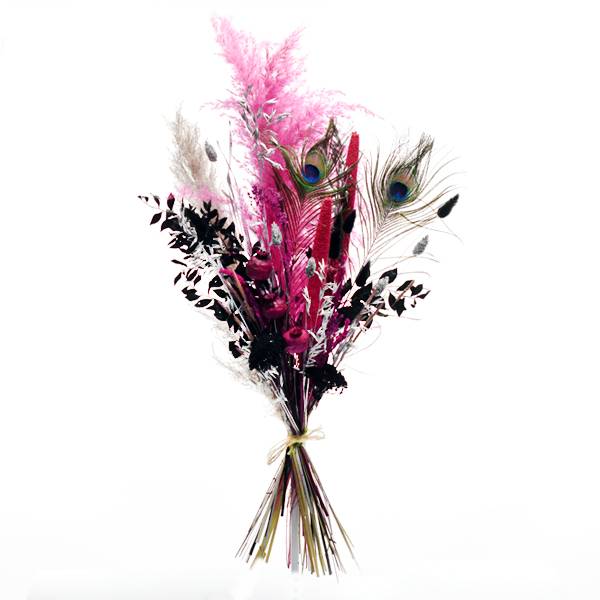 Trockenblumenstrauß Paradiesvogel L | Trockenblumen pink-schwarz