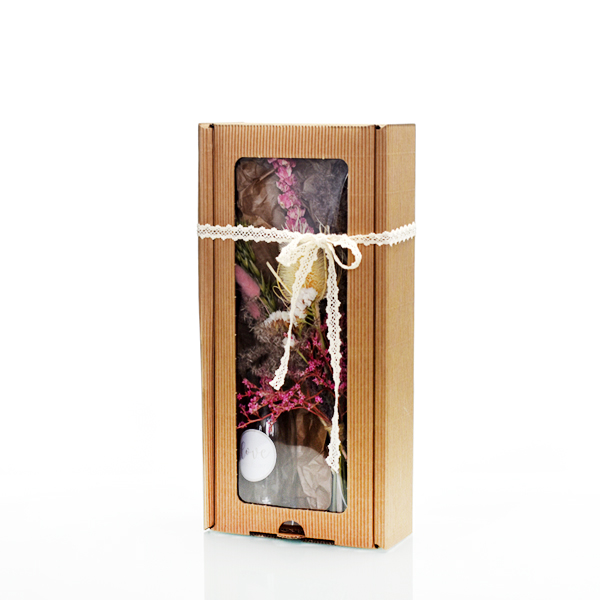 Geschenkeset mit Trockenblumenstrauß Traumfarben | Trockenblumen weiss-rosa-pink