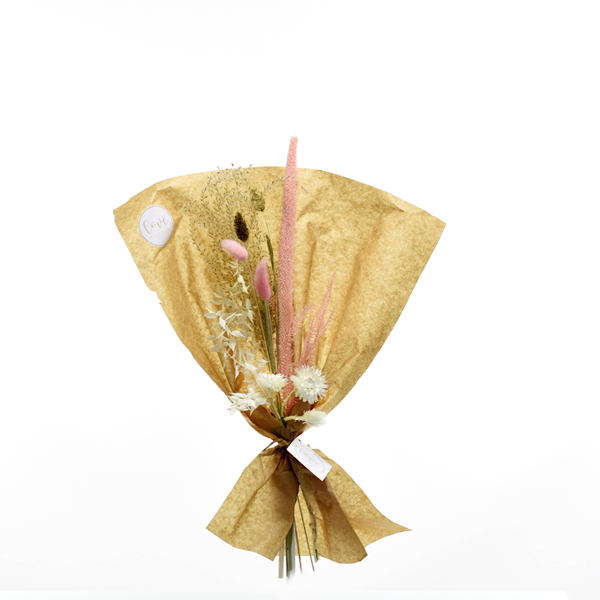 Trockenblumenstrauß Rosezauber S | weiss-rosa-gold