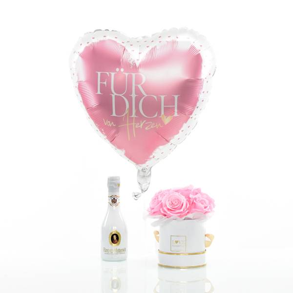 Flowerbox Set Bouquet | Small | Rosen Bridal Pink | Heliumballon | Piccolo