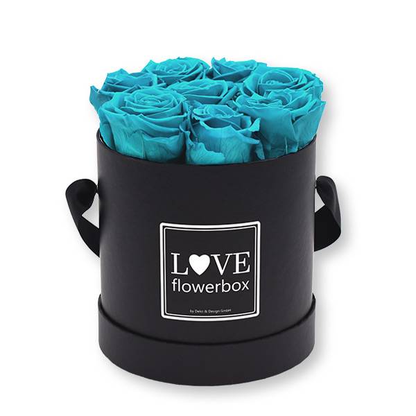 Flowerbox_rosenbox_blumenbox_rund_Medium_schwarz_Infinity_Rosen_aqua_tuerkis.jpg