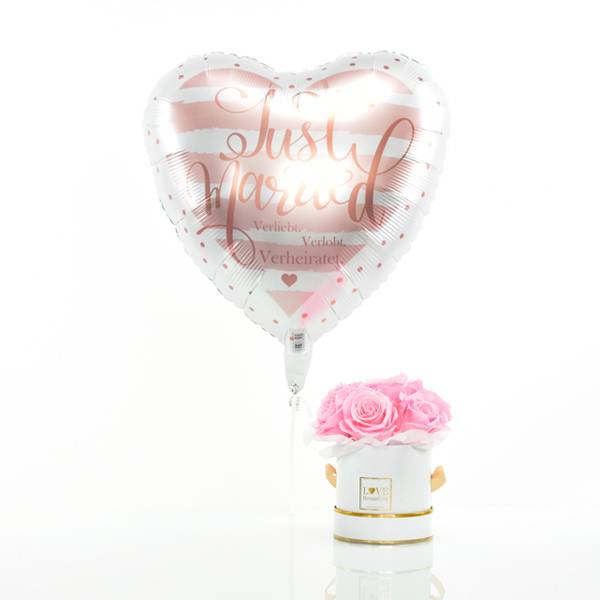 Flowerbox Set Bouquet | Small | Rosen Bridal Pink | Heliumballon