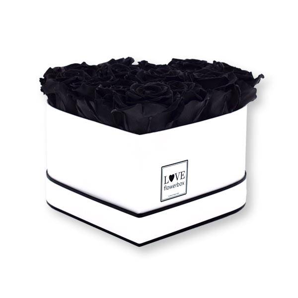 Flowerbox Herz | Medium | Rosen Black (Schwarz)