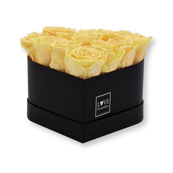 Rosenbox Herz Infinity Rosen aprikot | Flowerbox Herzbox | M black