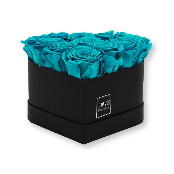 Flowerbox Herz | Medium | Rosen Aqua (Türkis)