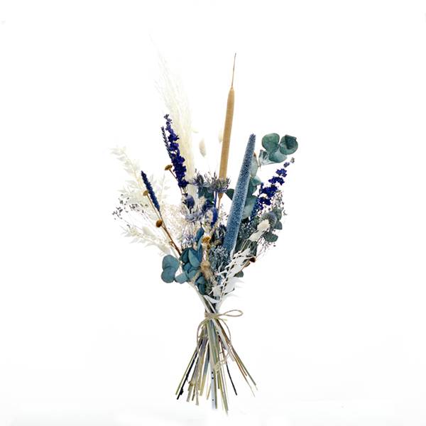 Trockenblumenstrauß Wasserspiel M | weiss-natur-blau