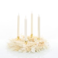Trockenblumen Adventskranz | Weisse Eleganz | Stabkerzen | 35cm | weiss-ivory-creme-gold Trockenblumen Adventskranz | Weisse Eleganz | Stabkerzen | 35cm | weiss-ivory-creme-gold