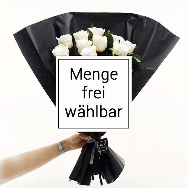 Strauß mit langstieligen haltbaren Rosen | Anzahl frei wählbar | Rosen Pure White (Weiss)