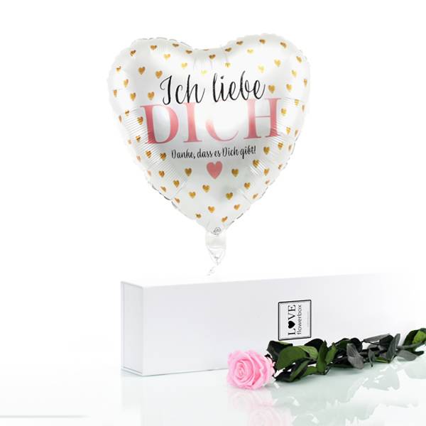 Flowerbox Set Langstiel Rose | Rosen Bridal Pink | Heliumballon