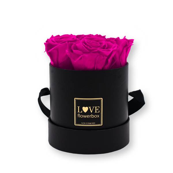 Flowerbox Modern gold | Small | Rosen Hot Pink (Pink)