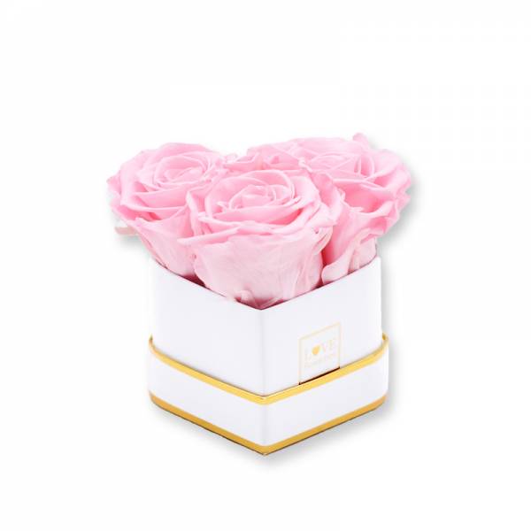 Rosenbox Herz Infinity Rose rosa | Flowerbox Herzbox | XS white gold