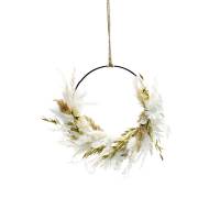 Trockenblumenkranz | Hoop | Goldene Eleganz| schwarz 15 cm | Trockenblumen weiss-gold | Pampasgras gebleicht, Hafer gols, Lunaria, Lagurus Trockenblumenkranz | Hoop | Goldene Eleganz| schwarz 15 cm | Trockenblumen weiss-gold | Pampasgras gebleicht, Hafer gols, Lunaria, Lagurus