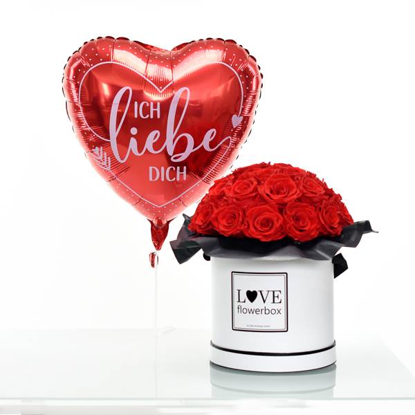 Flowerbox Set Bouquet | Large | Rosen Vibrant Red | Heliumballon