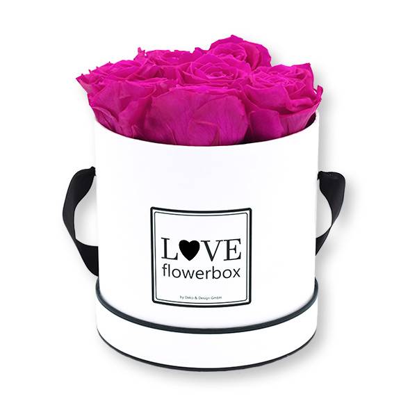 Flowerbox_rosenbox_blumenbox_rund_Medium_weiss_Infinity_Rosen_hotpink_pink.jpg