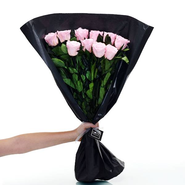 Rosenstrauß | Blumenstrauß mit 10 langstieligen Infinity Rosen | rosa