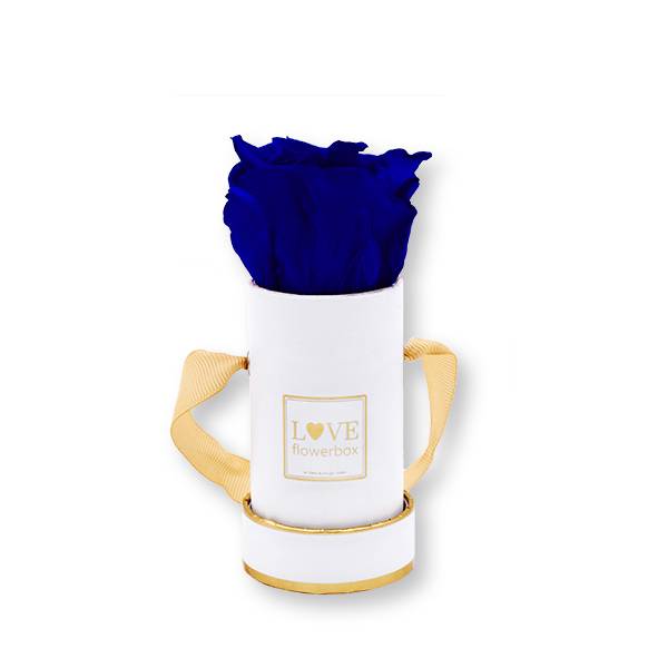 Flowerbox Modern gold | Rosenbox weiss | Mini | Infinity Rosen konserviert | Dark Blue (Dunkelblau)