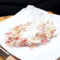 Trockenblumen Kopfkranz Braut | Hochzeit | Rosa Versuchung | Trockenblumen weiss-rosa
