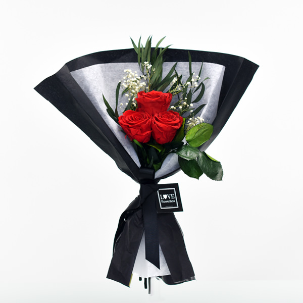 Rosenstrauß | Blumenstrauß mit 3 langstieligen Infinity Rosen | Rot