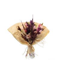 Trockenblumenstrauß Goldener Beerenglanz M rund | beere-lila-gold