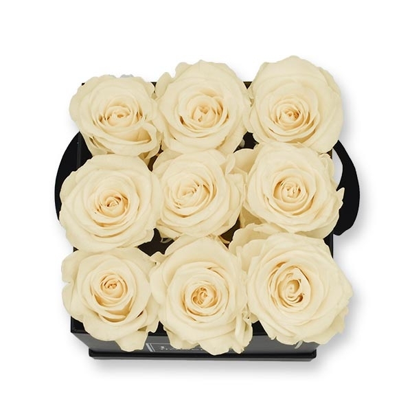 Rosenbox Infinity Rosen aprikot | Flowerbox eckig | M Modern black