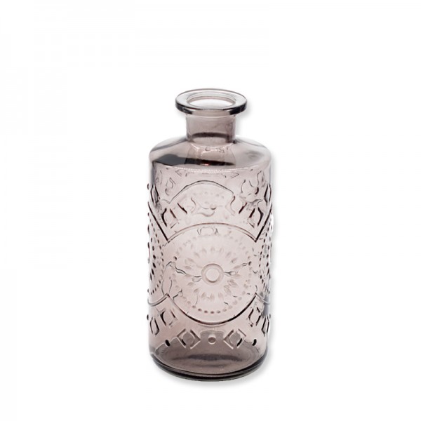 Vase Flasche Motiv | Glas braun | 21cm