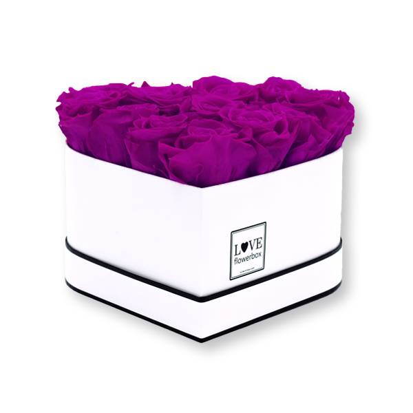 Flowerbox Herz | Medium | Rosen Purpur (Lila)