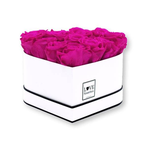 Flowerbox Herz | Medium | Rosen Hot Pink (Pink)