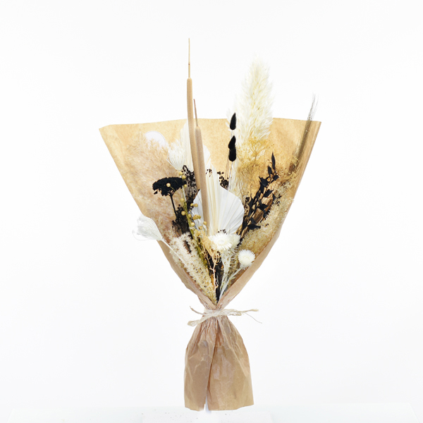 Trockenblumenstrauß Naturliebe M | weiss-natur-schwarz-gold