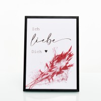 Trockenblumen Bilderrahmen weiß | Spruch Ich liebe Dich | Hafer Trockenblumen Bilderrahmen weiß | Spruch Ich liebe Dich | Hafer