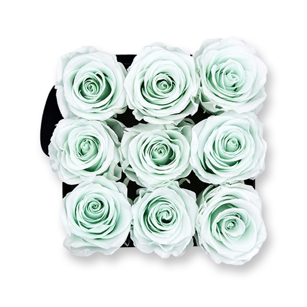 Rosenbox Infinity Rosen mint grün | Flowerbox eckig | M Modern white