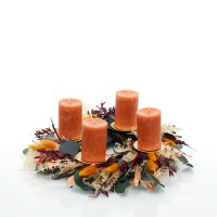 Trockenblumen Adventskranz | Winterstimmung | Stumpenkerzen | 40cm | orange-amber-burgund-natur-grün Trockenblumen Adventskranz | Winterstimmung | Stumpenkerzen | 40cm | orange-amber-burgund-natur-grün