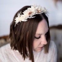 Trockenblumen Kopfkranz Braut | Trauzeugin | Hochzeit | Rosenzauber | weiss-ivory-pastell | Farn, Eukalyptus gebleicht, Lagurus Trockenblumen Kopfkranz Braut | Trauzeugin | Hochzeit | Rosenzauber | weiss-ivory-pastell | Farn, Eukalyptus gebleicht, Lagurus