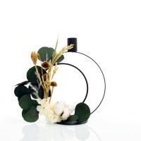 Trockenblumen Kerzenständer | Kerzenhalter Ring schwarz | Natur pur | weiss-natur-grün Trockenblumen Kerzenständer | Kerzenhalter Ring schwarz | Natur pur | weiss-natur-grün