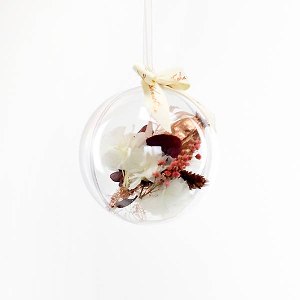 Trockenblumen | Blütenkugel Acryl 10cm | Rosegoldglanz | rosa-rosegold-burgund | Weihnachten, Geschenkidee