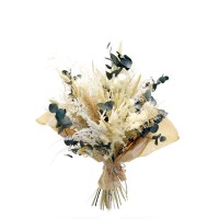 Trockenblumenstrauß Naturmoment L rund | weiss-natur-grün