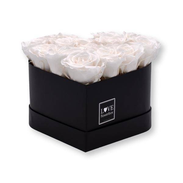 Flowerbox Herz | Medium | Rosen Pure White (Weiss)