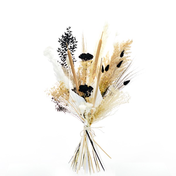 Trockenblumenstrauß Naturliebe L | Trockenblumen weiss-natur-schwarz-gold