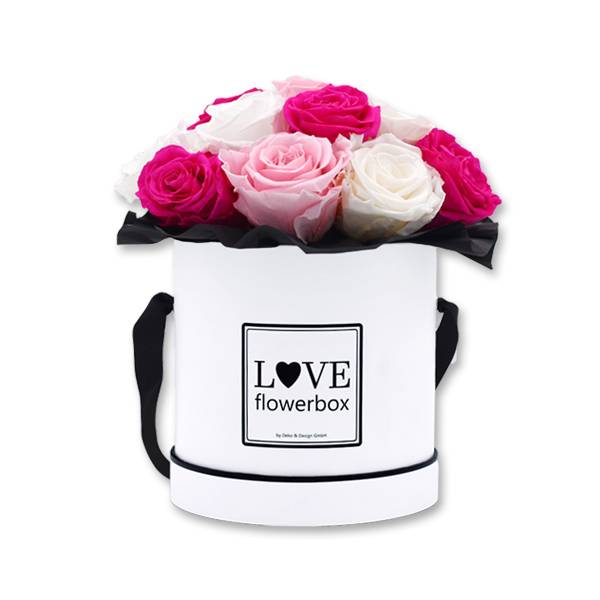 Flowerbox Bouquet | Medium | Rosen rosa-weiß-pink