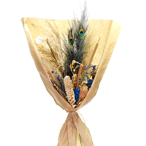 Trockenblumenstrauß Blaue Oase XL | Trockenblumen weiss-natur-blau-braun
