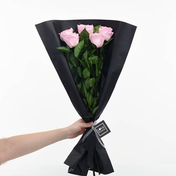 Rosenstrauß | Blumenstrauß mit 5 langstieligen Infinity Rosen | rosa