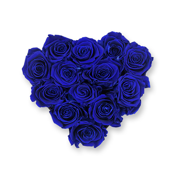 Rosenbox Herz Infinity Rosen dunkelblau | Flowerbox Herzbox | M white gold